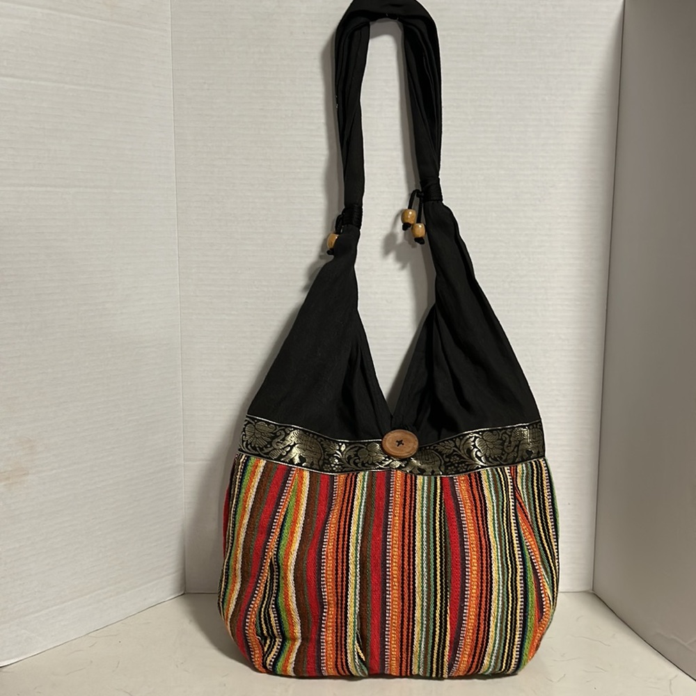 Boho inspired Hobo Bag with Colorful Stripes